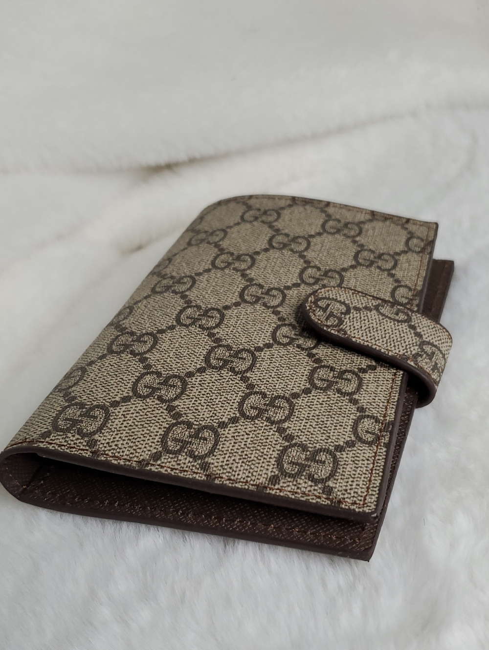 GG Brown & Beige GG Monogram Card Holder Passport Wallet